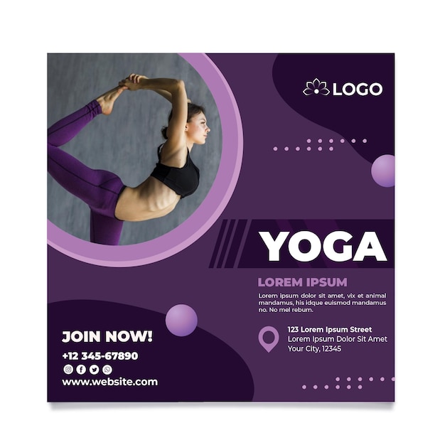 Vector yoga klasse folder sjabloon