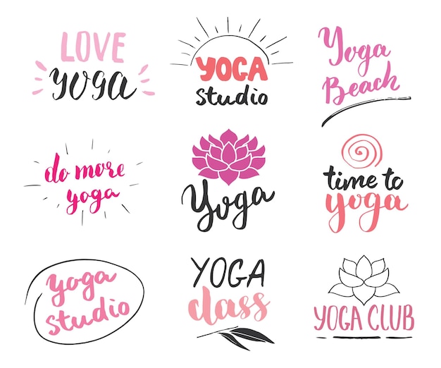 Yoga labels Set Vector illustration