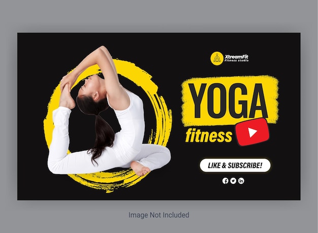 Vector yoga lesson for beginner youtube channel thumbnail and web banner