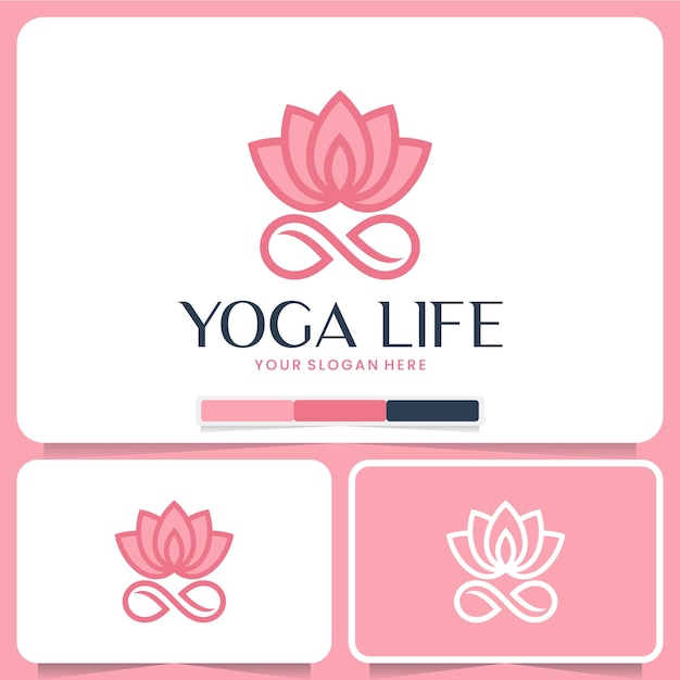 Modello di vita yoga, fiore di loto, ispirazione per il design del logo