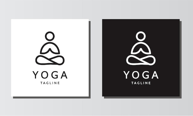Йога линии искусства минималистский дизайн логотипа вектор значок