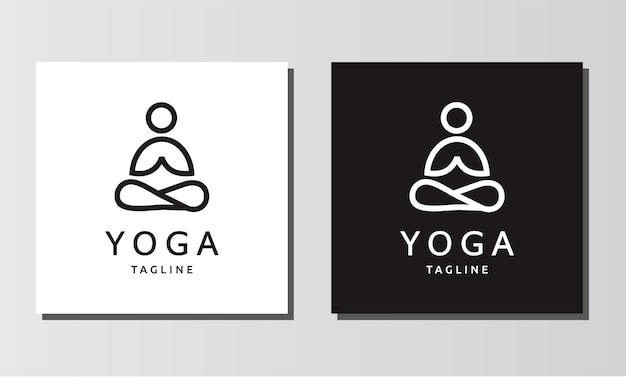 Yoga line art minimalist logo design icon vector