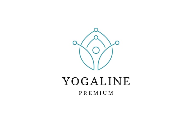 Yoga line logo icon design template flat vector