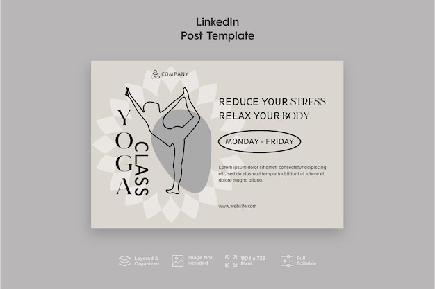 Vector yoga linkedin post template