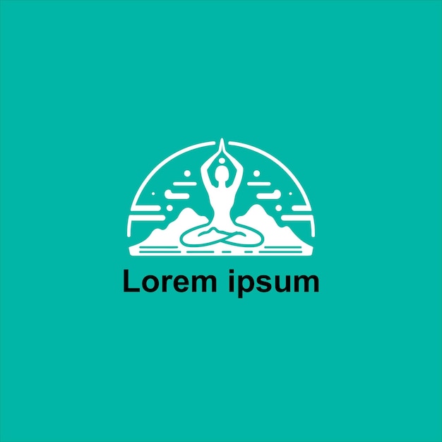 фон логотипа йоги с цветком лотоса в линейном стиле