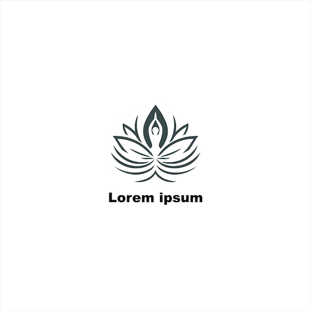 a yoga logo background with lotus flower in line style