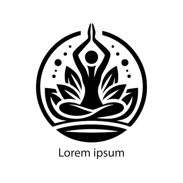 A yoga logo in black and white