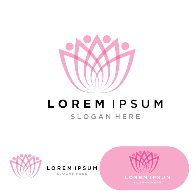 Yoga logo design stock human meditation in lotus flower vector illustration