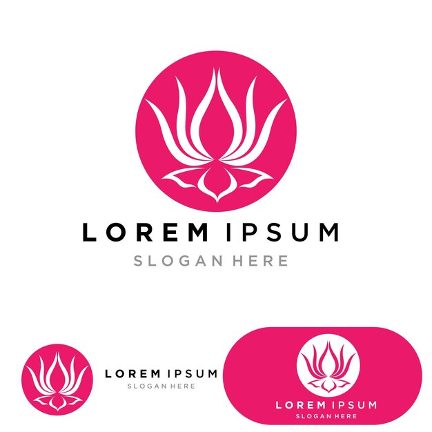 Yoga logo design stock human meditation in lotus flower vector illustration