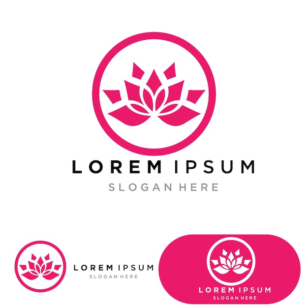 Yoga logo design stock human meditation in lotus flower vector illustration