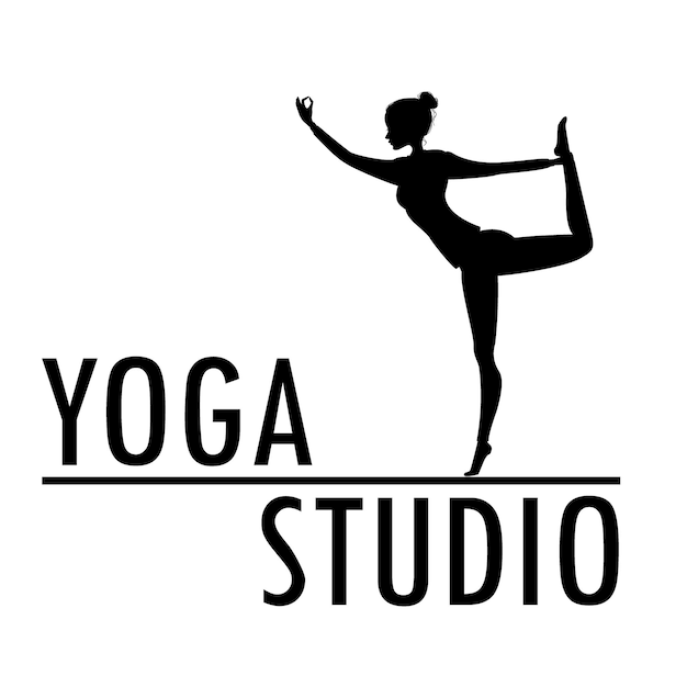 Yoga logo template Fitness studio design Young woman practicing asana EPS 10 vector