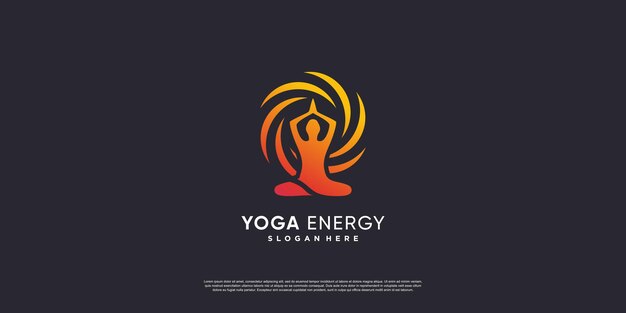 Logo yoga con stile energetico creativo vettore premium