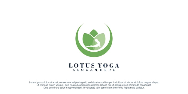 Logo yoga con illustrazione dell'icona vettoriale dell'icona del design del concetto di loto