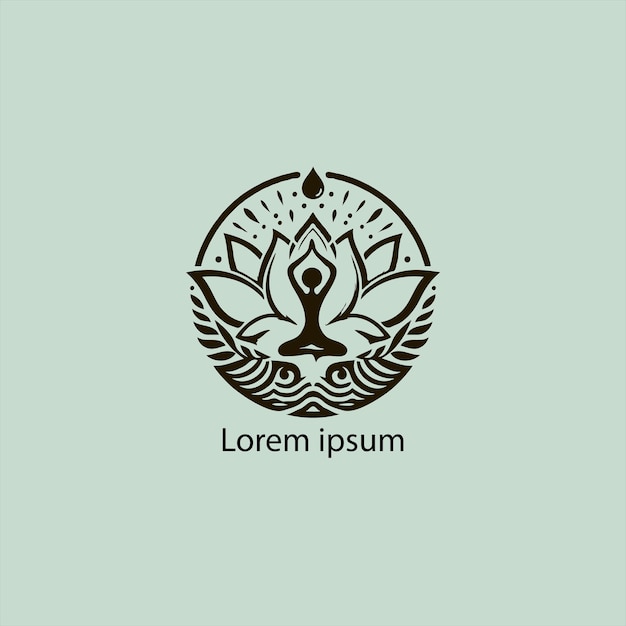 Vector a yoga logo with lotus and a person doing white background