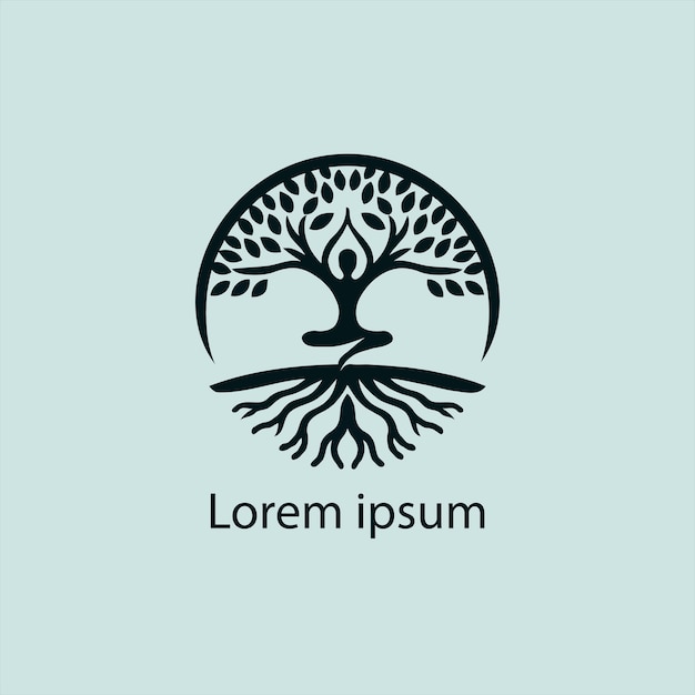 Vector a yoga logo with a tree and a person doing yoga