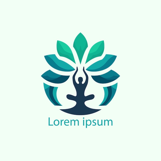 a yoga logo with a tree and a person doing yoga