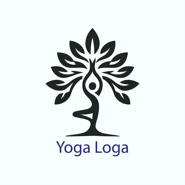 a yoga logo with a tree and a person doing yoga