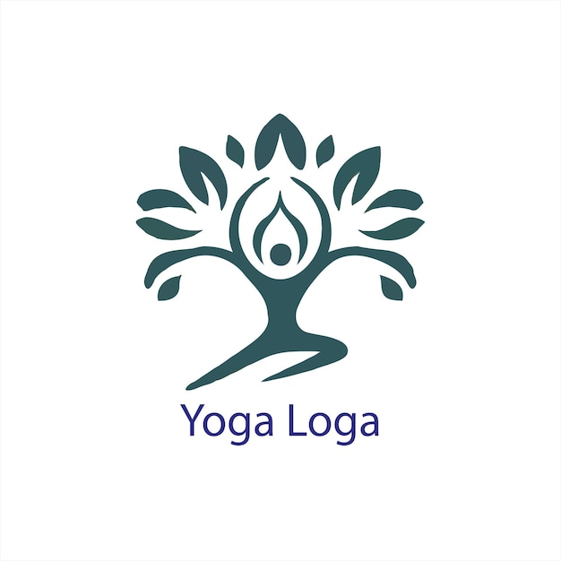 a yoga logo with a tree and a person doing yoga