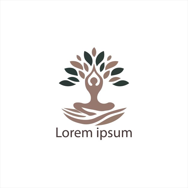 a yoga logo with tree and a person doing