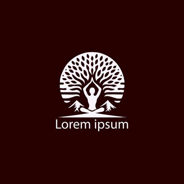 a yoga logo with tree and a person doing