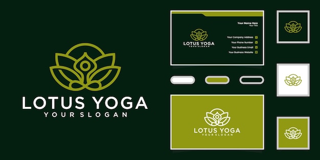 Yoga and lotus fitness logo and business card inspiration