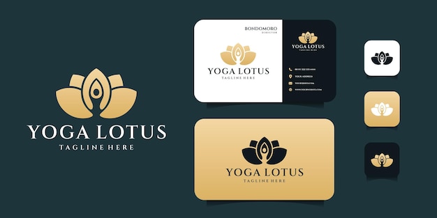 Yoga lotus logo vector met sjabloon voor visitekaartjes Logo kan worden gebruikt voor pictogram merkidentiteit spa decoratie vrouwelijk en zakelijk bedrijf