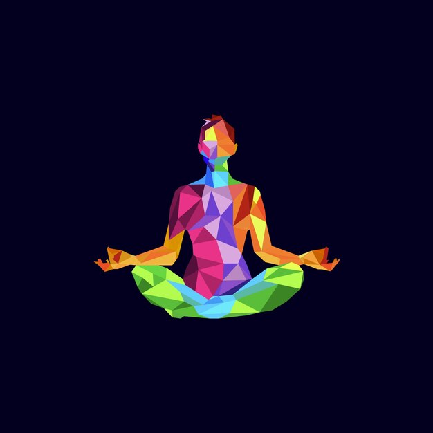 Yoga loto posa geometrica vettore colorato