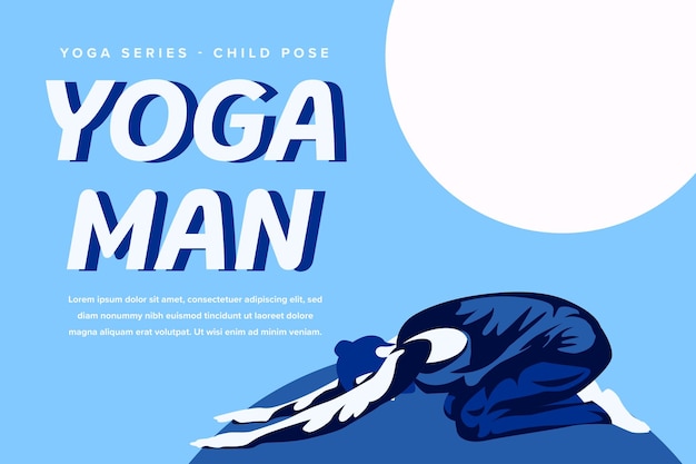 Yoga Man Child Pose Illustration