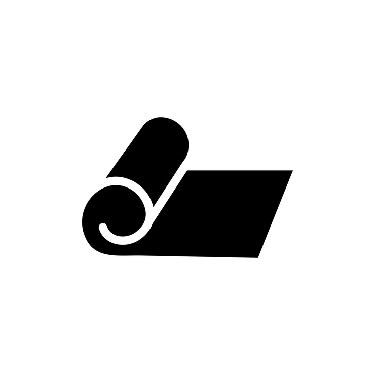 Vector yoga mat icon set roll tapijt en oefenmat vector symbool in een zwarte gevulde en omschreven stijl rubber gerold mat teken