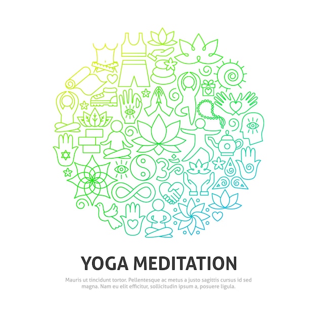 Yoga Meditatie Cirkel Concept. Vectorillustratie van schetsontwerp.