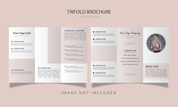 Yoga meditatie driebladige brochure ontwerpsjabloon