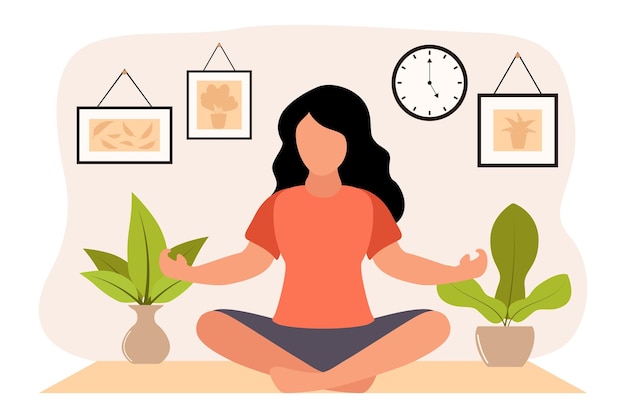 Yoga Meditatie Flat Ontwerp Illustratie