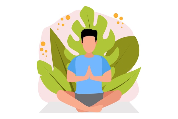 Vector yoga meditatie flat ontwerp illustratie