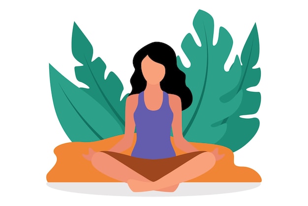 Yoga meditatie flat ontwerp illustratie