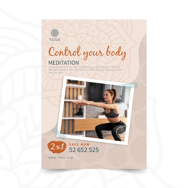 Vector yoga meditatie verticale flyer