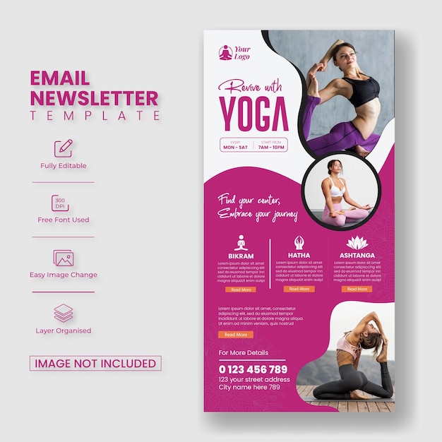 Yoga meditation email newsletter and webpage header template design