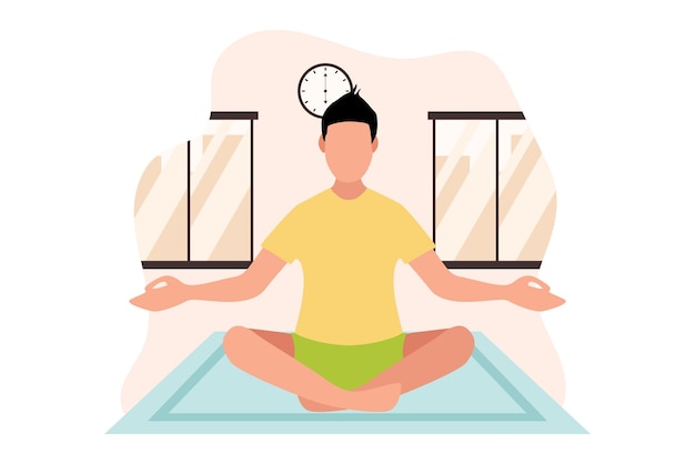 Yoga Meditation Flat Design Illustration