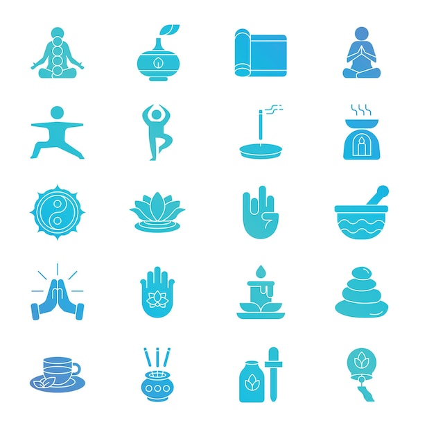 Vector yoga amp meditation icon set