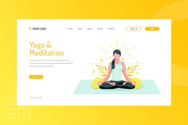 Yoga & meditation illustration on landing page