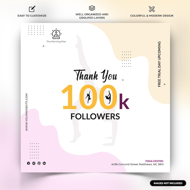 Yoga e meditazione instagram social media post web banner template vettoriale premium