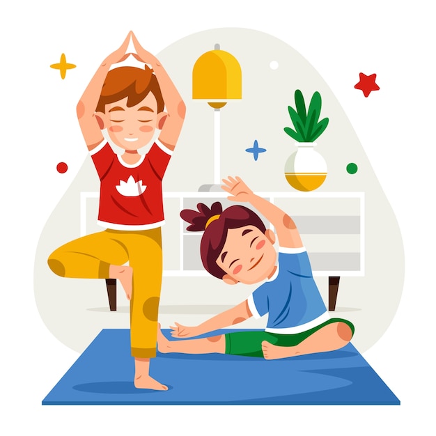 yoga and meditation for kids illustration