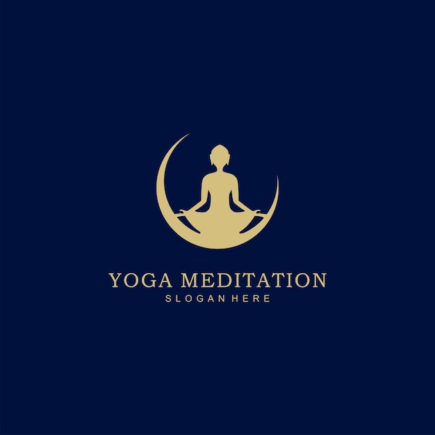 Meditazione yoga logo design vettoriale