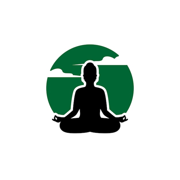 yoga meditation silhouette logo vector