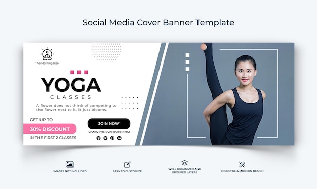 Yoga and Meditation social media facebook cover banner template premium vector