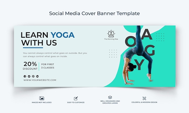 Yoga and Meditation social media facebook cover banner template premium vector