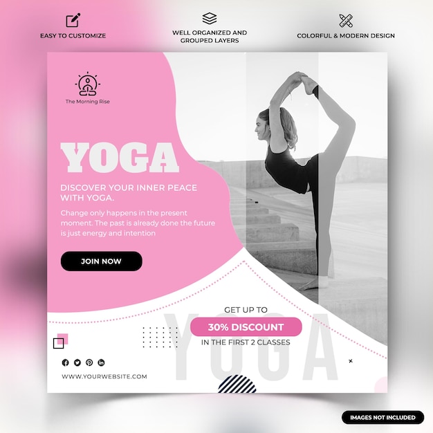 yoga meditation social media instagram posts template