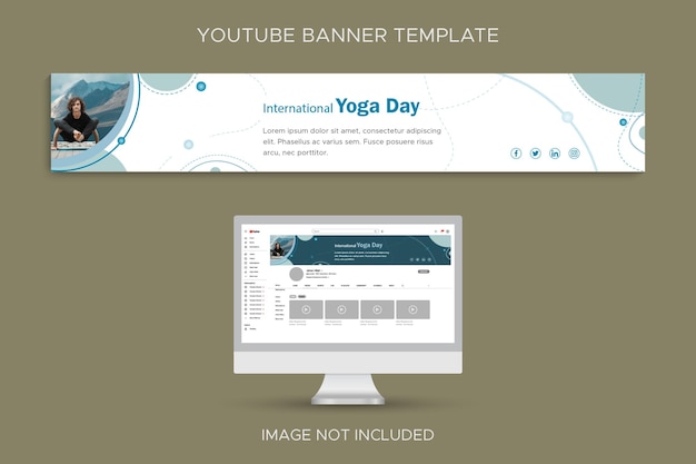 Vettore modello di banner del profilo del canale youtube per la meditazione yoga