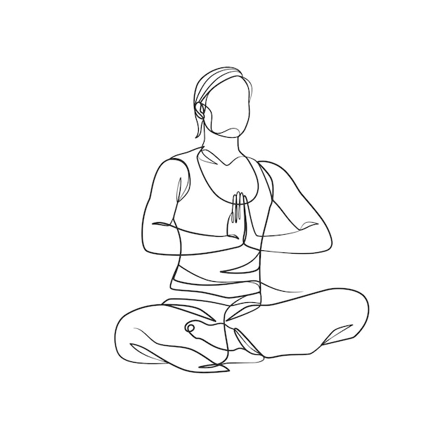 Yoga meisje doorlopende lijntekening minimalistisch design een lijntekening van vrouw in yoga pose oefening