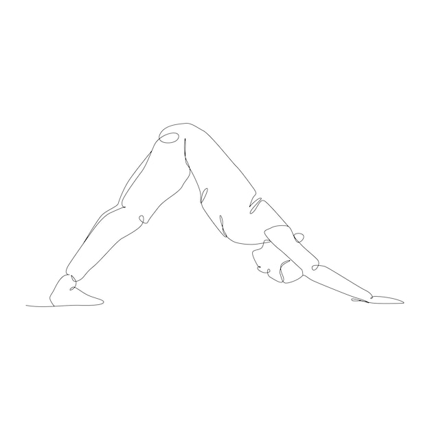 Yoga meisje doorlopende lijntekening minimalistisch design Een lijntekening van vrouw in yoga pose oefening
