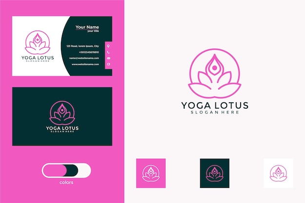 Yoga met lotuslogo-ontwerp en visitekaartje